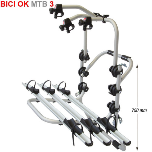 Portabici 3 bici posteriore in alluminio da portellone per MTB