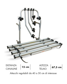 Portabici 4 bici posteriore compatto in alluminio per camper 2