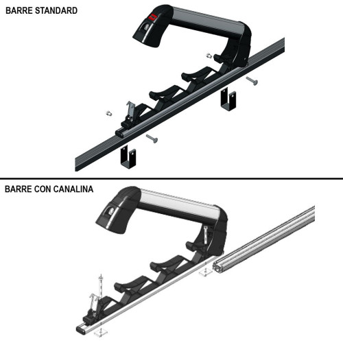 Portasci snowboard per barre Aluski & Board new 4 paia sci o 2 snow