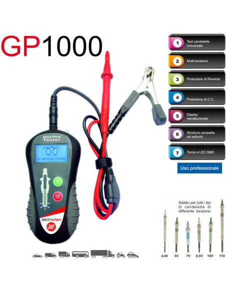 Tester Candelette Elettronico Professionale veicoli 12 / 24 V mod. GP1000