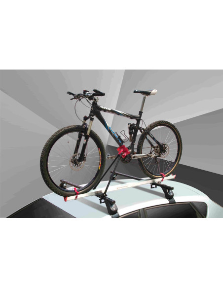 Portabici da tetto per barre portatutto telai maggiorati MTB in alluminio