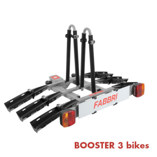 Portabici booster 3 bici posteriore in alluminio per gancio traino