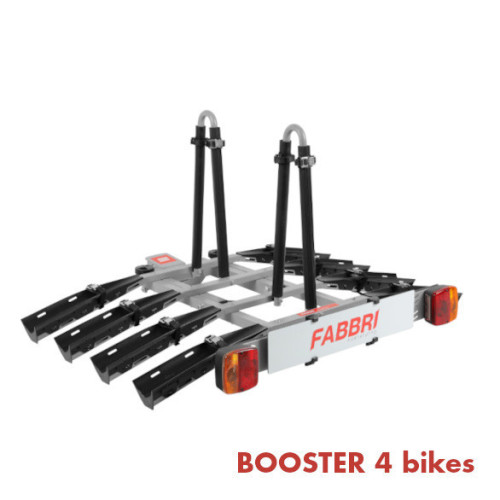 Portabici booster 4 bici posteriore in alluminio per gancio traino