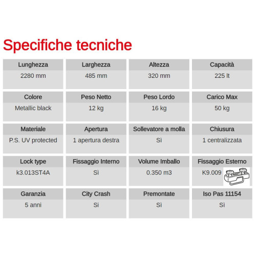 Box Auto Portatutto Portapacchi G3 ARJES 280