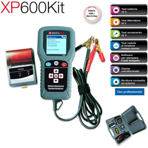 Tester Batteria Alternatore Massa professionale con stampante XP600kit
